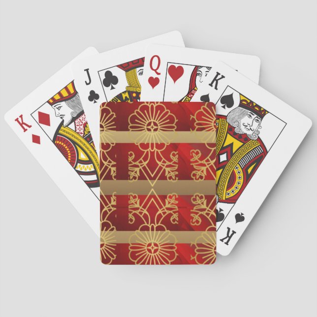 Red & Gold Christmas Design Playing Cards (Back)