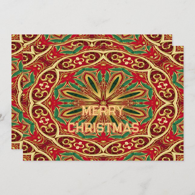 Red Gold Christmas Holiday Card (Front/Back)