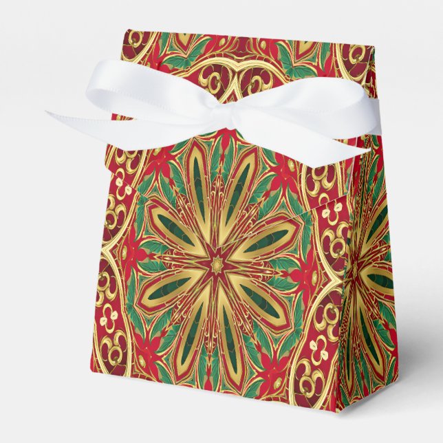 Red Gold Christmas Holiday Gift Box (Front Side)