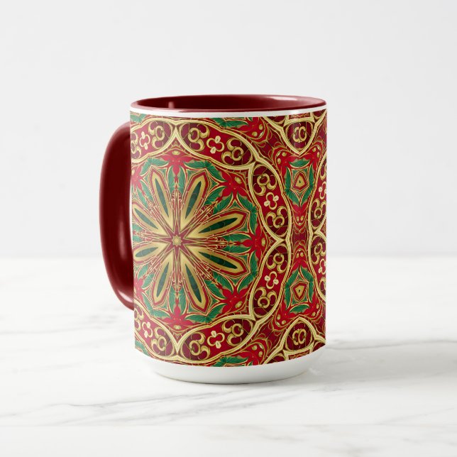 Red Gold Christmas Holiday Mug (Front Left)