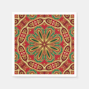 Red Gold Christmas Holiday Napkin