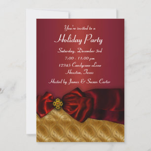 Red Gold Christmas Holiday Party Invitation