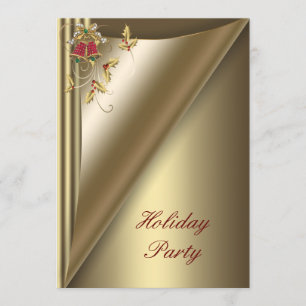Red Gold Christmas Holiday Party Invitation