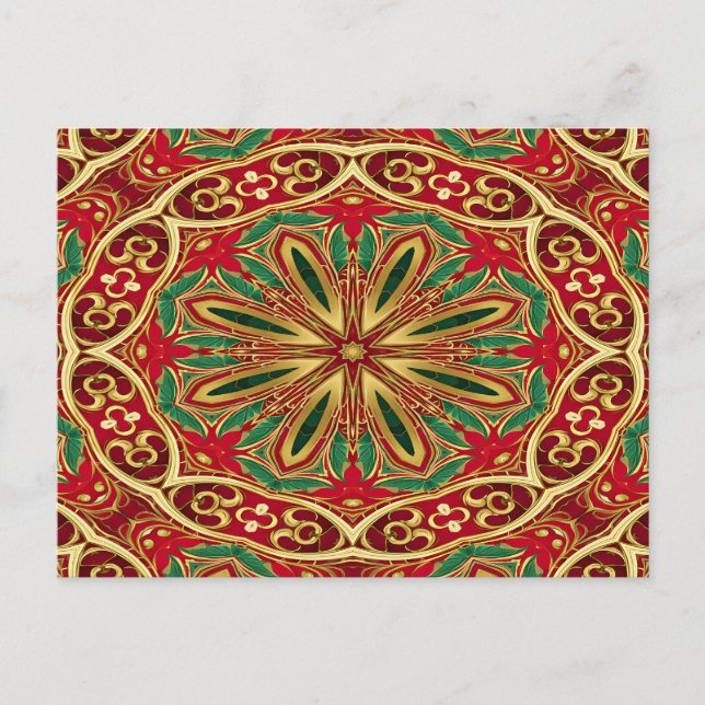 Red Gold Christmas Holiday Postcard (Front)