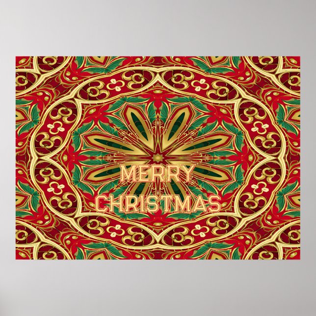 Red Gold Christmas Holiday Poster (Front)
