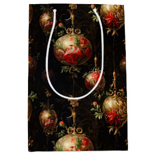 Red Gold Christmas Ornaments Medium Gift Bag