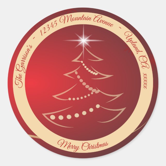 Red & Gold Christmas Return Address Label Seal (Front)