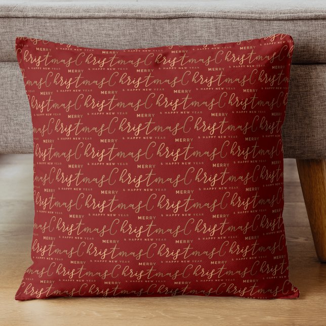 Red Gold Christmas Script  Cushion (Creator Uploaded)