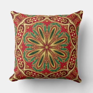 Red Gold Christmas Throw Pillow