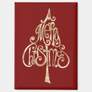 Red Gold Christmas Tree Magnet