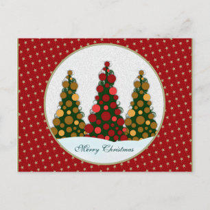 Red & Gold Christmas Tree Postcard