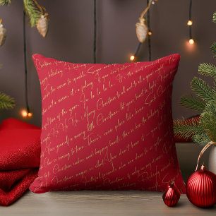Red Gold Christmas Typography Pattern#36 ID1009 Cushion