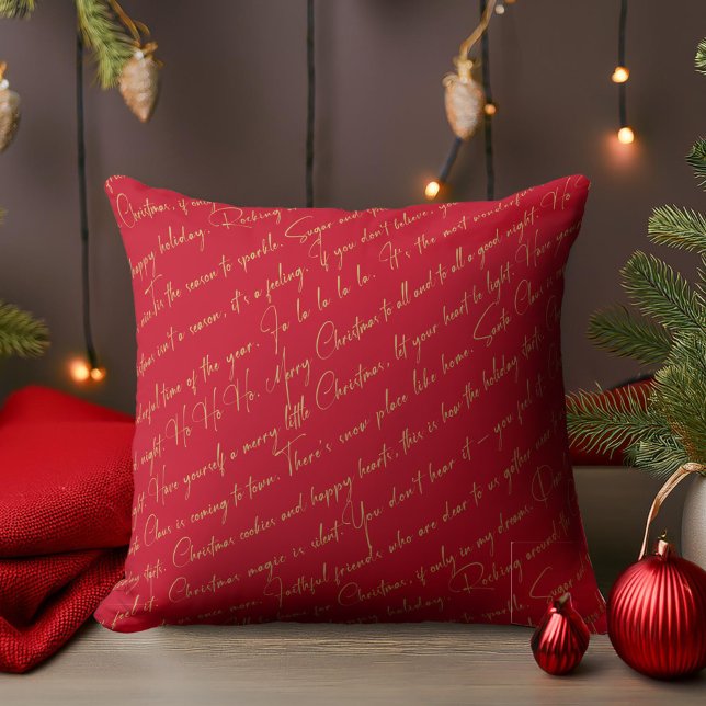 Red Gold Christmas Typography Pattern#36 ID1009 Cushion (Creator Uploaded)