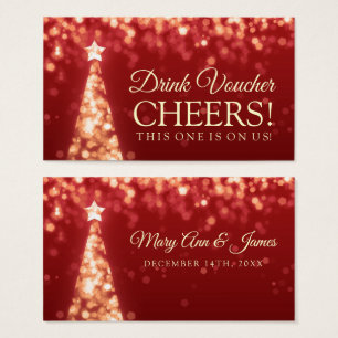 Red Gold Christmas Wedding Drink Voucher