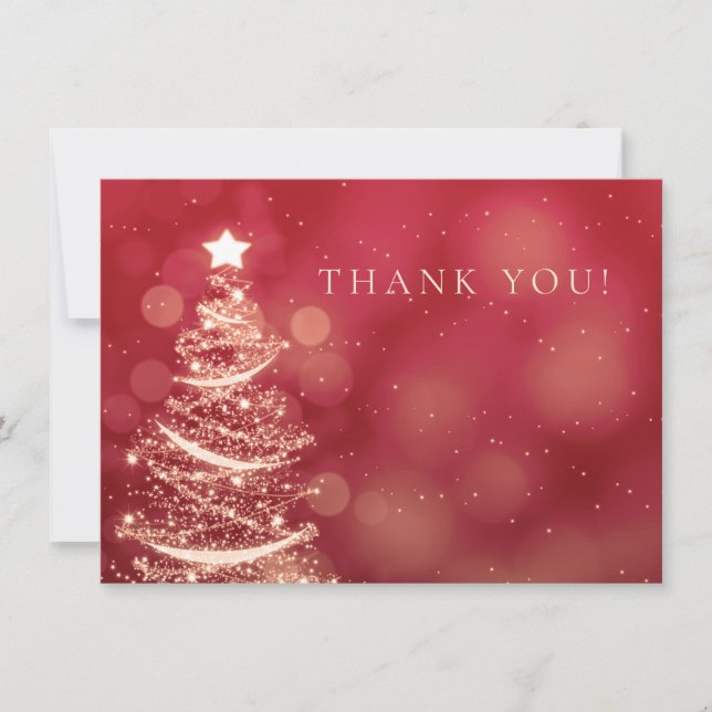 Red & Gold Christmas Wedding Thank You Note (Front)