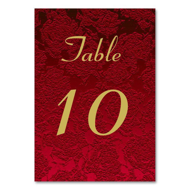 Red Gold Christmas Winter Wedding Table Number (Front)