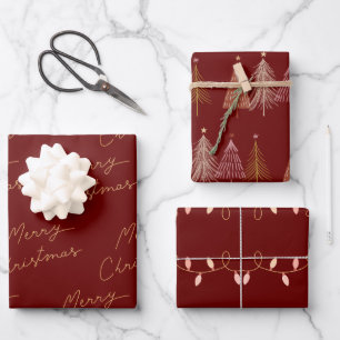 Red & Gold Christmas Wrapping Paper Sheet