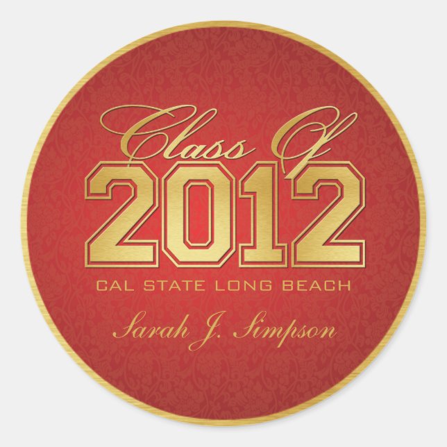 Red & Gold Class of 2012 Stickers (Front)
