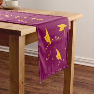 Red Gold Class of 2026 Graduation Short Table Runner
