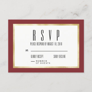 Red + Gold Classic Wedding Invitation RSVP Card