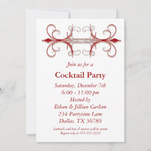Red & Gold Cocktail Party Invitations