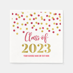 Red Gold Confetti Class of 2023 Napkins