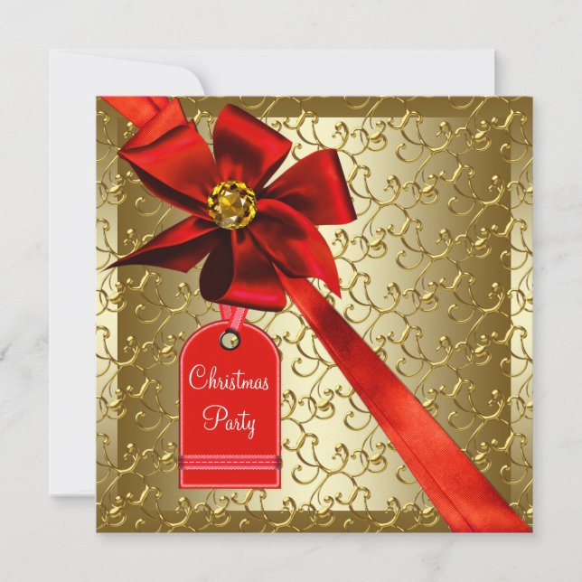 Red Gold Corporate Christmas Party Invitation (Front)