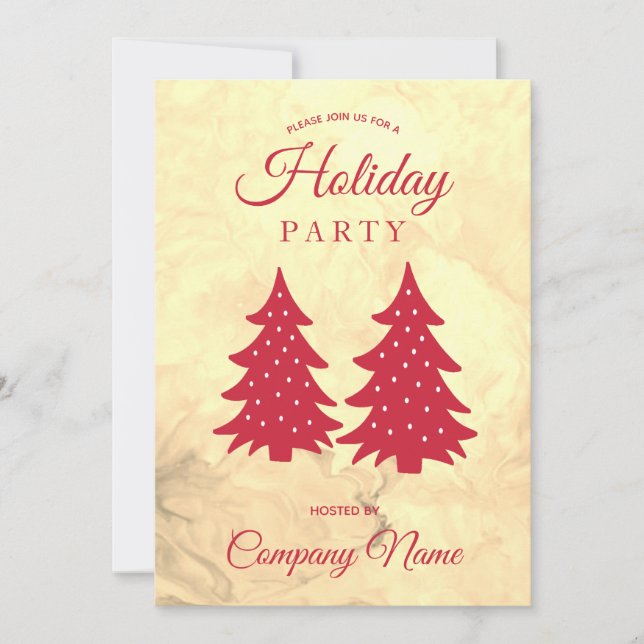 Red Gold Corporate Holiday Party Invitation (Front)