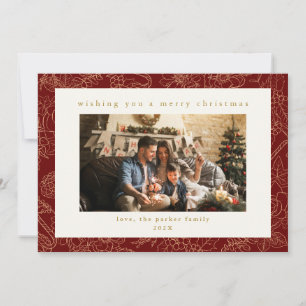 Red & Gold Custom Photo Christmas Holiday Card