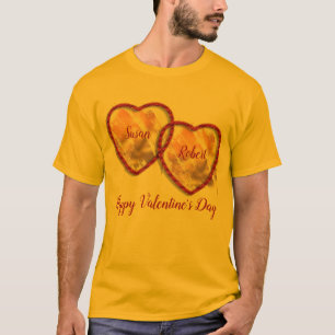 Red Gold Cute Heart Teen Happy Valentines Day Men T-Shirt