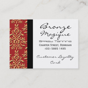 Red Gold Damask Business Customer Loyalty Cards