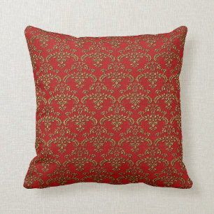 Red & Gold Damask Cushion