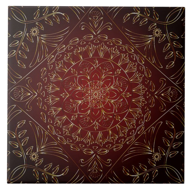 Red Gold Decorative Ceramic Tile (Front)