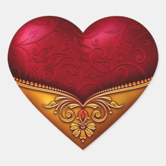 Red & Gold Decorative Heart Sticker