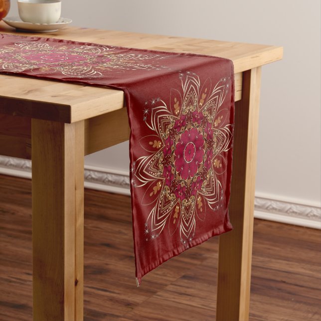 Red Gold Decorative Table Runner (In Situ)