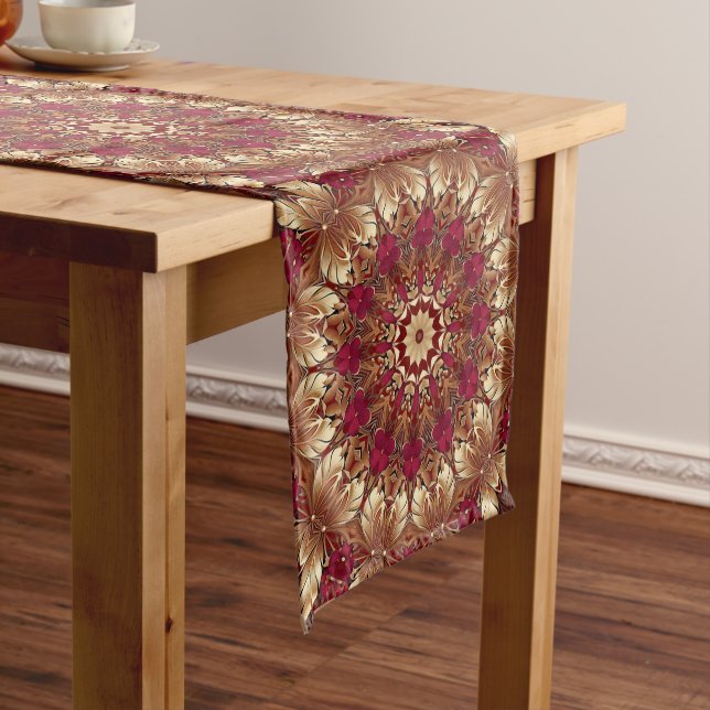 Red Gold Decorative Table Runner (In Situ)