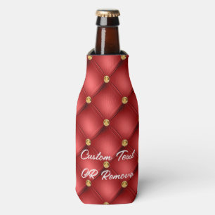 Red Gold Diamond Tufted Custom Text Bottle Cooler