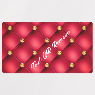 Red Gold Diamond Tufted Custom Text Labels