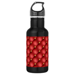 Red Gold Diamond Tufted Water Bottle