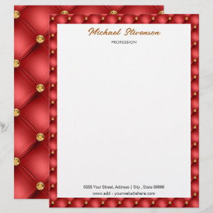 Red Gold Diamonds Framed Letterhead Personalised