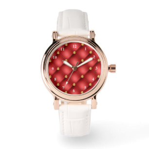 Red Gold Diamonds Tufted Watch