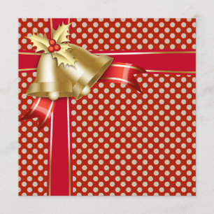Red Gold Dot Christmas Party Invitation