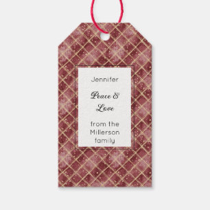 Red Gold Dot Sprinkles Christmas Rectangle   Gift Tags
