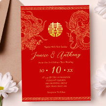 Red gold dragon phoenix Chinese wedding