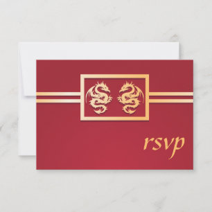 Red & Gold Dragon RSVP Invitations