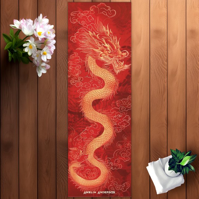 Red & Gold Dragon  Yoga Mat (Red & Gold Dragon Yoga Mat)