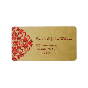 red gold elegance return address label
