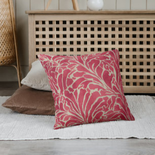 Red Gold Elegant Floral Chic Botanical Flowers Cushion