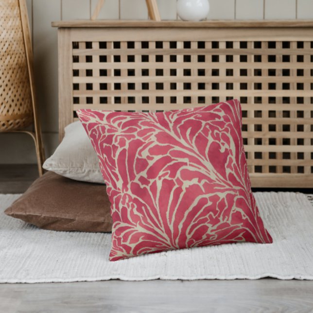 Red Gold Elegant Floral Chic Botanical Flowers Cushion (Creator Uploaded)