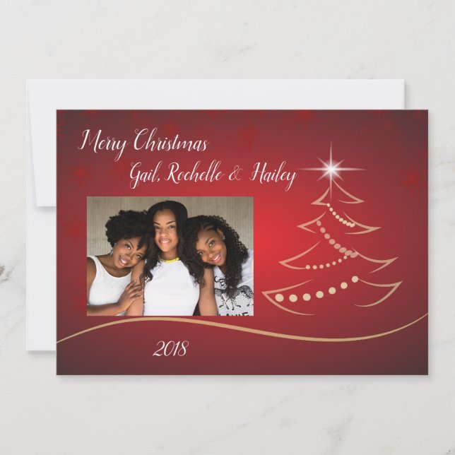Red & Gold Elegant Merry Christmas Photo Card (Front)